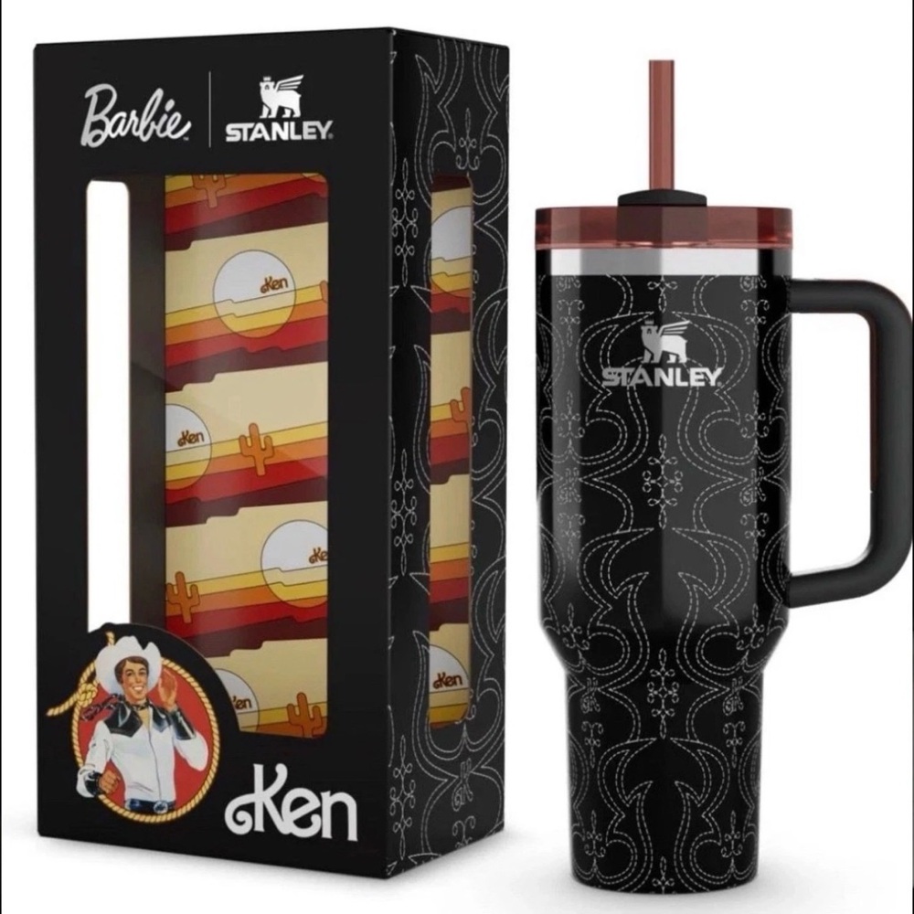 Stanley Black Tumbler with Red Straw